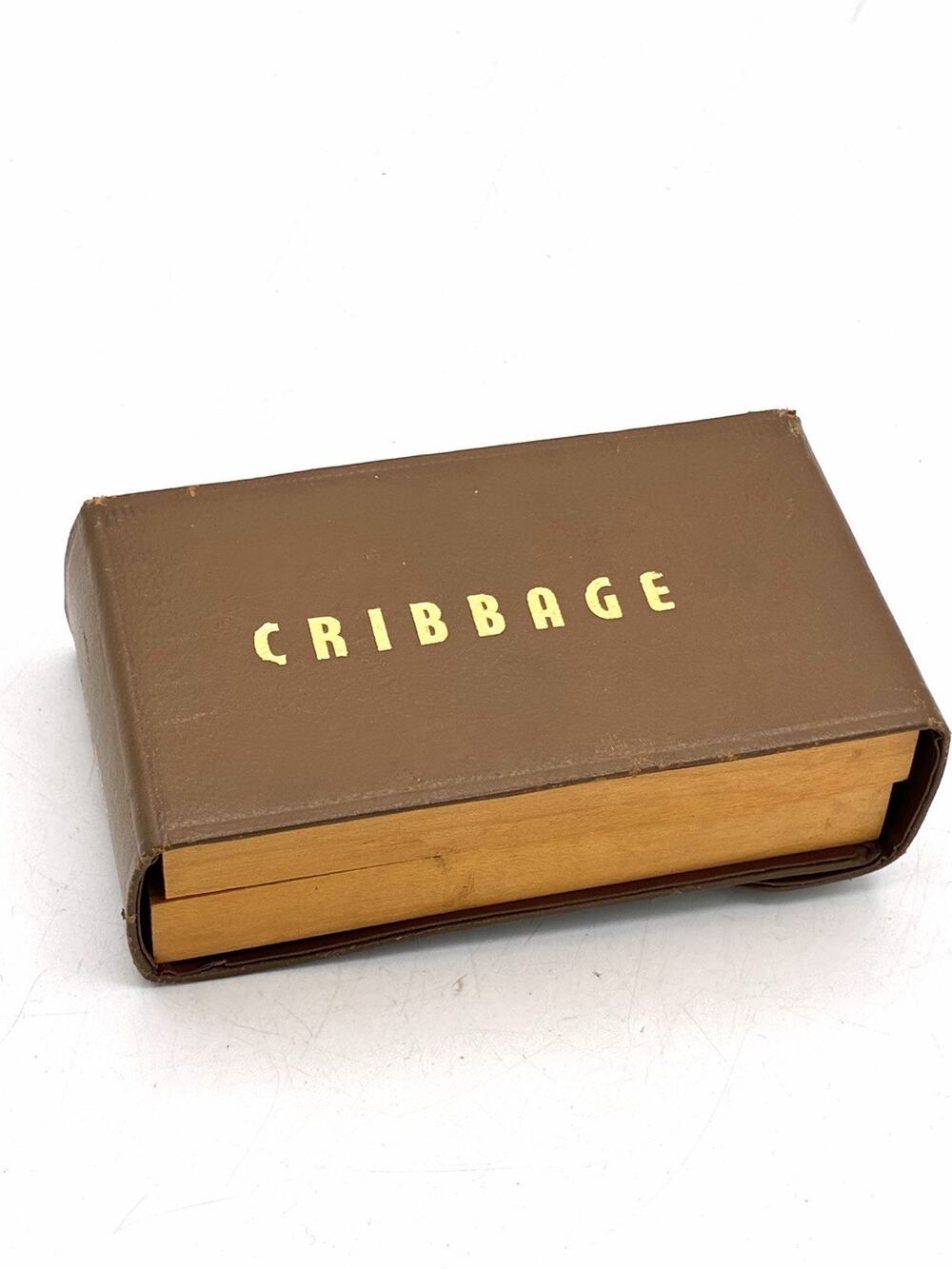 Vintage Drueke No 7 Pocket Cribbage Board Wood Pegs Leatherette Case Travel